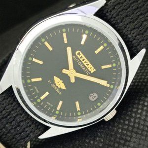 Vintage 1981 Citizen Automatic Mens Silver Watch W/daydate & Gold accents